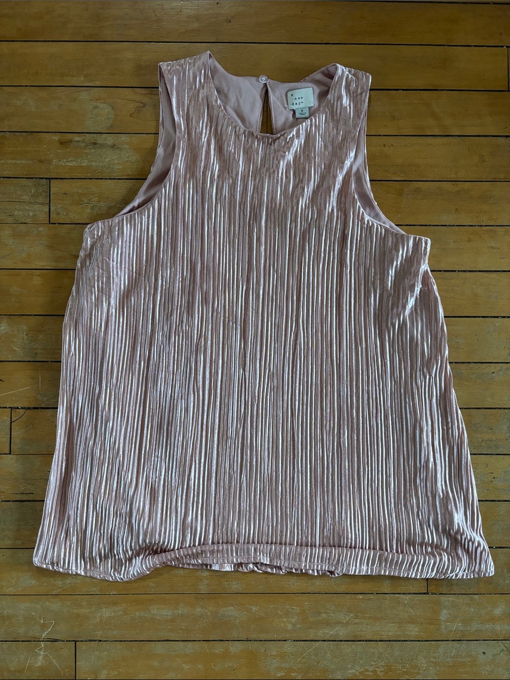 EUC Satin Pleated Sleeveless Blush Pink Top